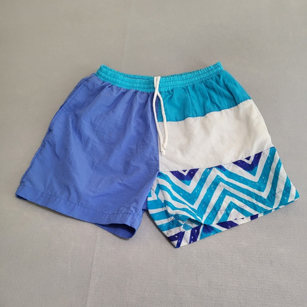 VTG Gitano Retro Colorblock Swim Trunks Shorts Geometric Pattern Men's M (32-34)
